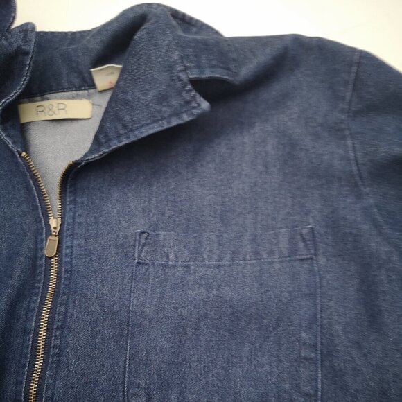 R&R Ladies Size XL (18) Full Zip Straight Fit Blue Jean Jacket - Picture 6 of 11